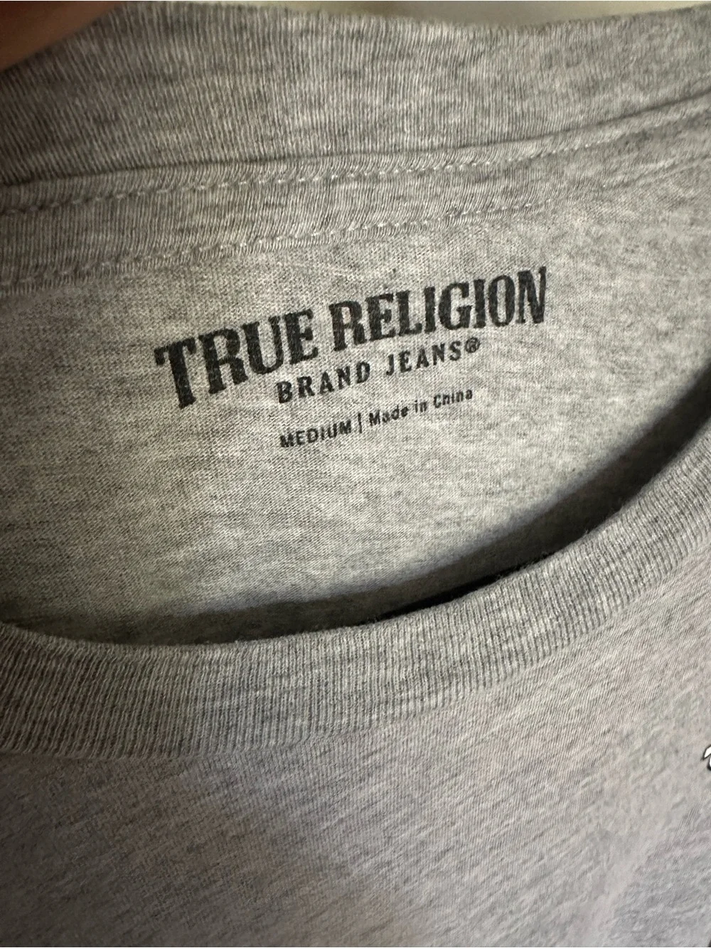 True Religion Grey Graphic Buddha Guitar Tee